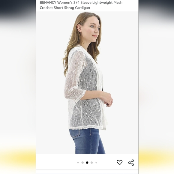 Women's White Mesh Crochet Cardigan - Picture 2 of 12